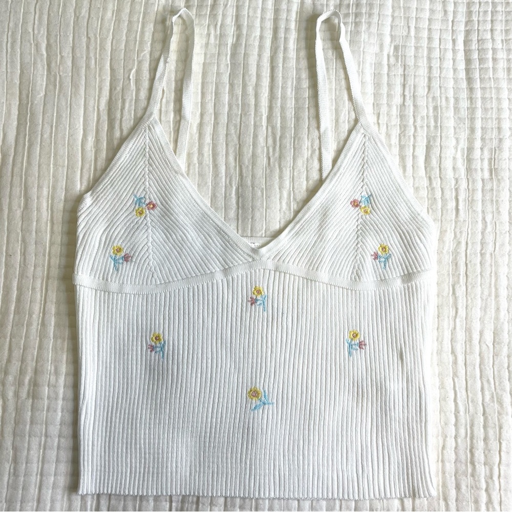Shein Embroidered Floral Crop Top